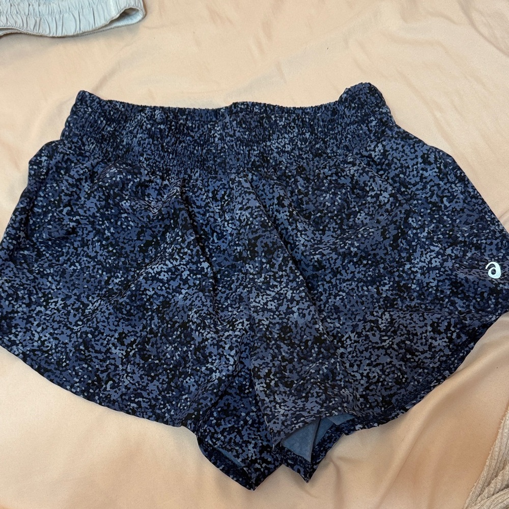 Asics Women's Navy Patterned Athletic Shorts
